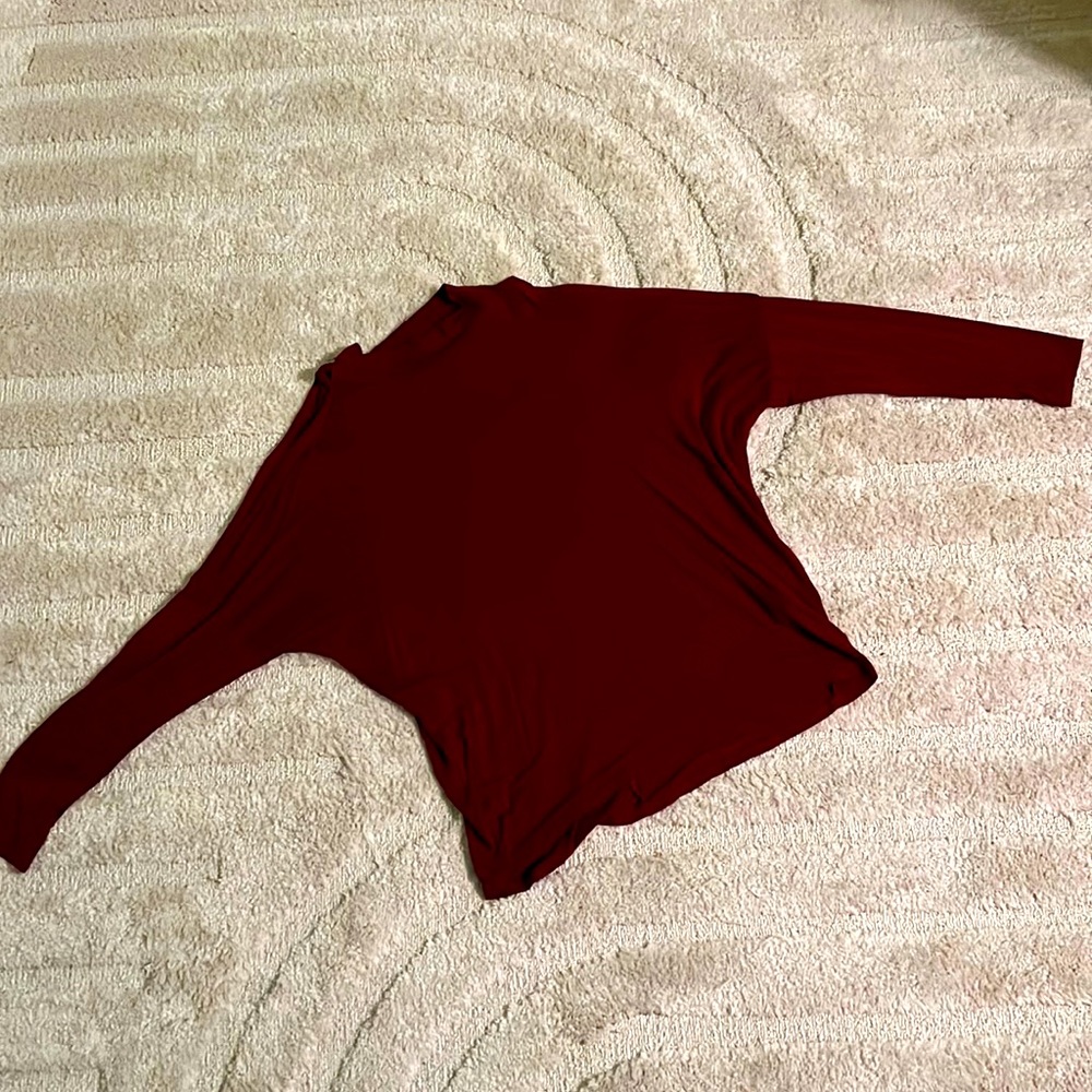 Maroon Off the Shoulder Long Sleeve Shirt